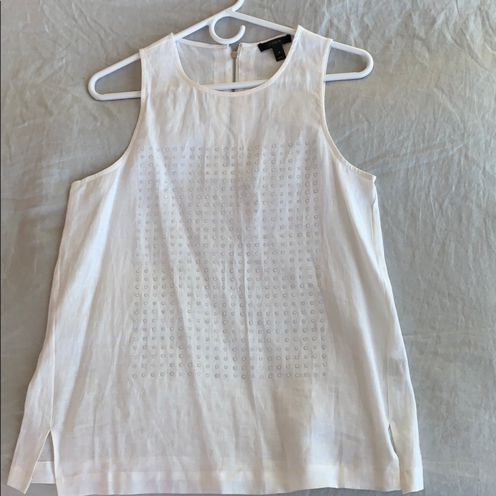 Jcrew Size 4 White Linen Top